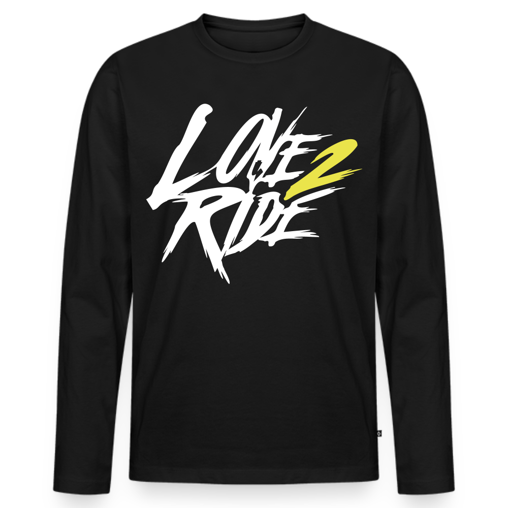 SPOD Männer Premium Bio Langarmshirt Schwarz / S Love 2 Ride - Männer Premium Langarmshirt E-Bike-Community