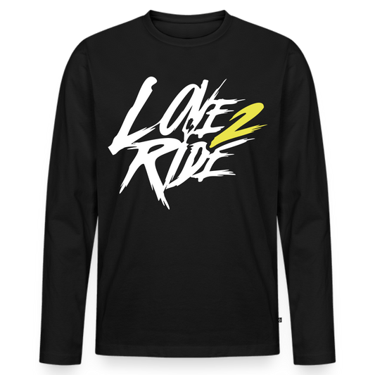 SPOD Männer Premium Bio Langarmshirt Schwarz / S Love 2 Ride - Männer Premium Langarmshirt E-Bike-Community