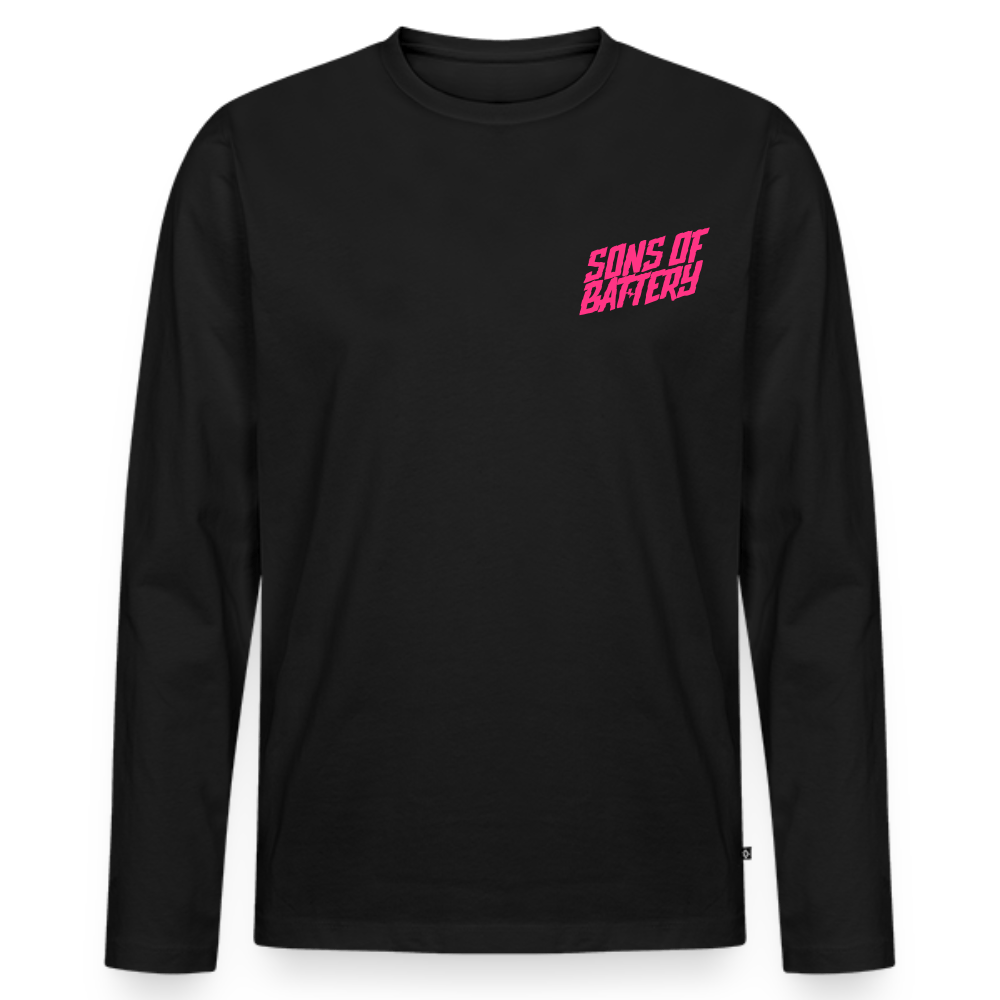 SPOD Männer Premium Bio Langarmshirt Schwarz / S Signature Pink - Männer Premium Langarmshirt E-Bike-Community