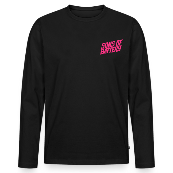 SPOD Männer Premium Bio Langarmshirt Schwarz / S Signature Pink - Männer Premium Langarmshirt E-Bike-Community