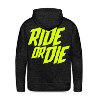 SPOD Männer Premium Hoodie Anthrazit / S Ride or Die - Neongelb - Men’s Premium Hoodie E-Bike-Community