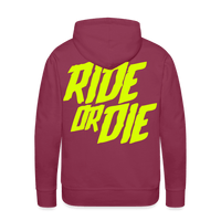 SPOD Männer Premium Hoodie Bordeaux / S Ride or Die - Neongelb - Men’s Premium Hoodie E-Bike-Community