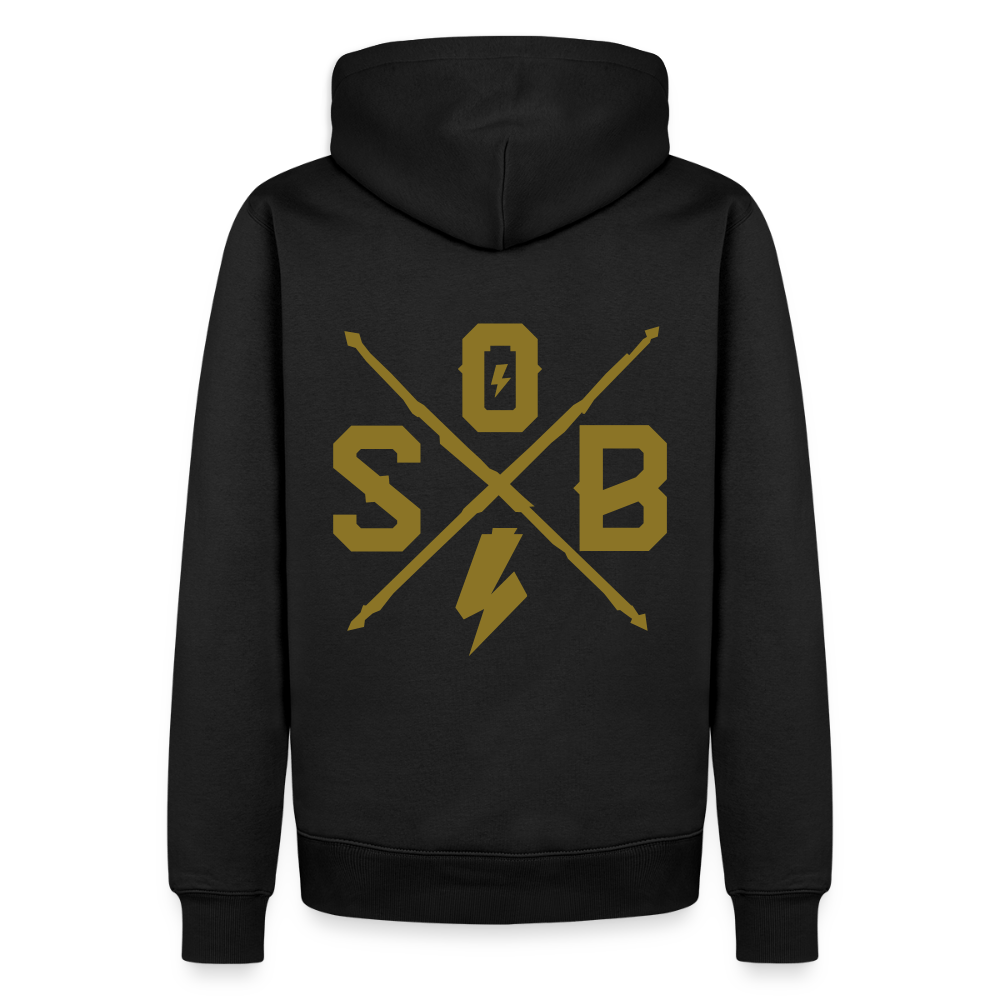 SPOD Männer Premium Hoodie Cross Gold Backprint - Men’s Premium Hoodie E-Bike-Community