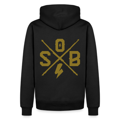 SPOD Männer Premium Hoodie Cross Gold Backprint - Men’s Premium Hoodie E-Bike-Community