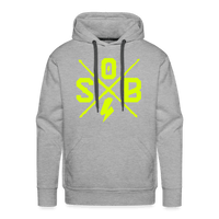 SPOD Männer Premium Hoodie Grau meliert / S Cross Flash - Neongelb -Men’s Premium Hoodie E-Bike-Community