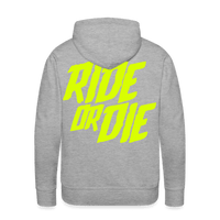 SPOD Männer Premium Hoodie Grau meliert / S Ride or Die - Neongelb - Men’s Premium Hoodie E-Bike-Community