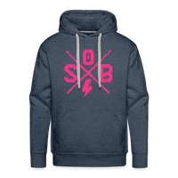 SPOD Männer Premium Hoodie Jeansblau / S Neonpink Cross Premium Hoodie E-Bike-Community