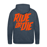 SPOD Männer Premium Hoodie Jeansblau / S Ride or Die - Neonorange - Men’s Premium Hoodie E-Bike-Community