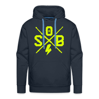 SPOD Männer Premium Hoodie Navy / S Cross Flash - Neongelb -Men’s Premium Hoodie E-Bike-Community