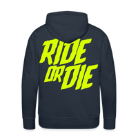 SPOD Männer Premium Hoodie Navy / S Ride or Die - Neongelb - Men’s Premium Hoodie E-Bike-Community