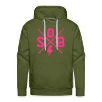 SPOD Männer Premium Hoodie Olivgrün / S Neonpink Cross Premium Hoodie E-Bike-Community