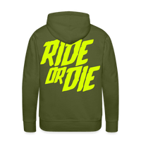 SPOD Männer Premium Hoodie Olivgrün / S Ride or Die - Neongelb - Men’s Premium Hoodie E-Bike-Community