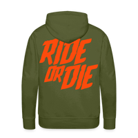 SPOD Männer Premium Hoodie Olivgrün / S Ride or Die - Neonorange - Men’s Premium Hoodie E-Bike-Community