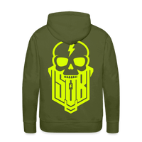 SPOD Männer Premium Hoodie Olivgrün / S Skullgang Neongelb BACKPRINT Premium Hoodie E-Bike-Community