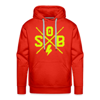 SPOD Männer Premium Hoodie Rot / S Cross Flash - Neongelb -Men’s Premium Hoodie E-Bike-Community