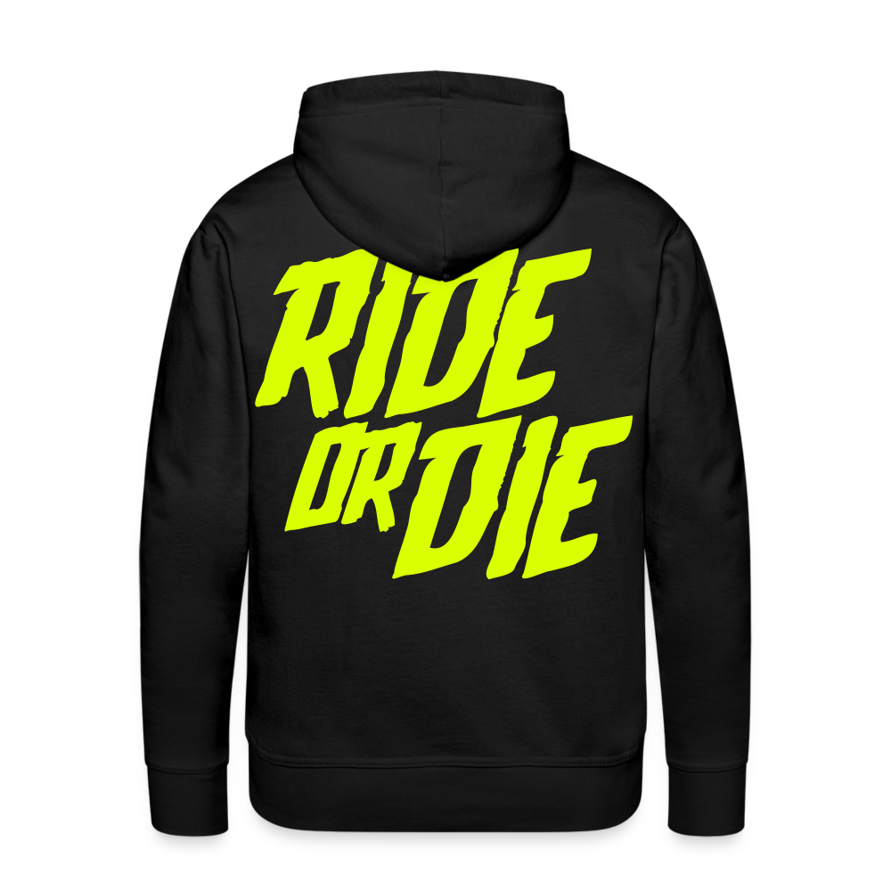 SPOD Männer Premium Hoodie Schwarz / S Ride or Die - Neongelb - Men’s Premium Hoodie E-Bike-Community