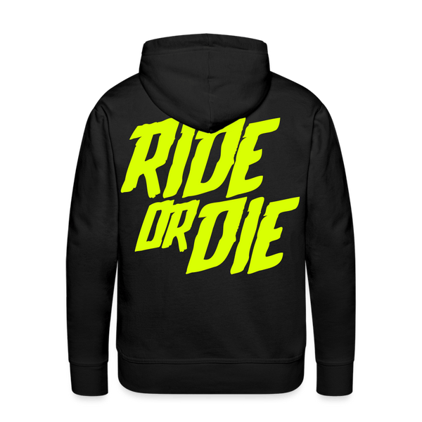 SPOD Männer Premium Hoodie Schwarz / S Ride or Die - Neongelb - Men’s Premium Hoodie E-Bike-Community