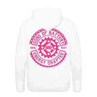 SPOD Männer Premium Hoodie weiß / S 2 Seiten Cross / Sons OG Neonpink - Kapuzen Sweater E-Bike-Community