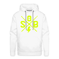 SPOD Männer Premium Hoodie weiß / S Cross Flash - Neongelb -Men’s Premium Hoodie E-Bike-Community