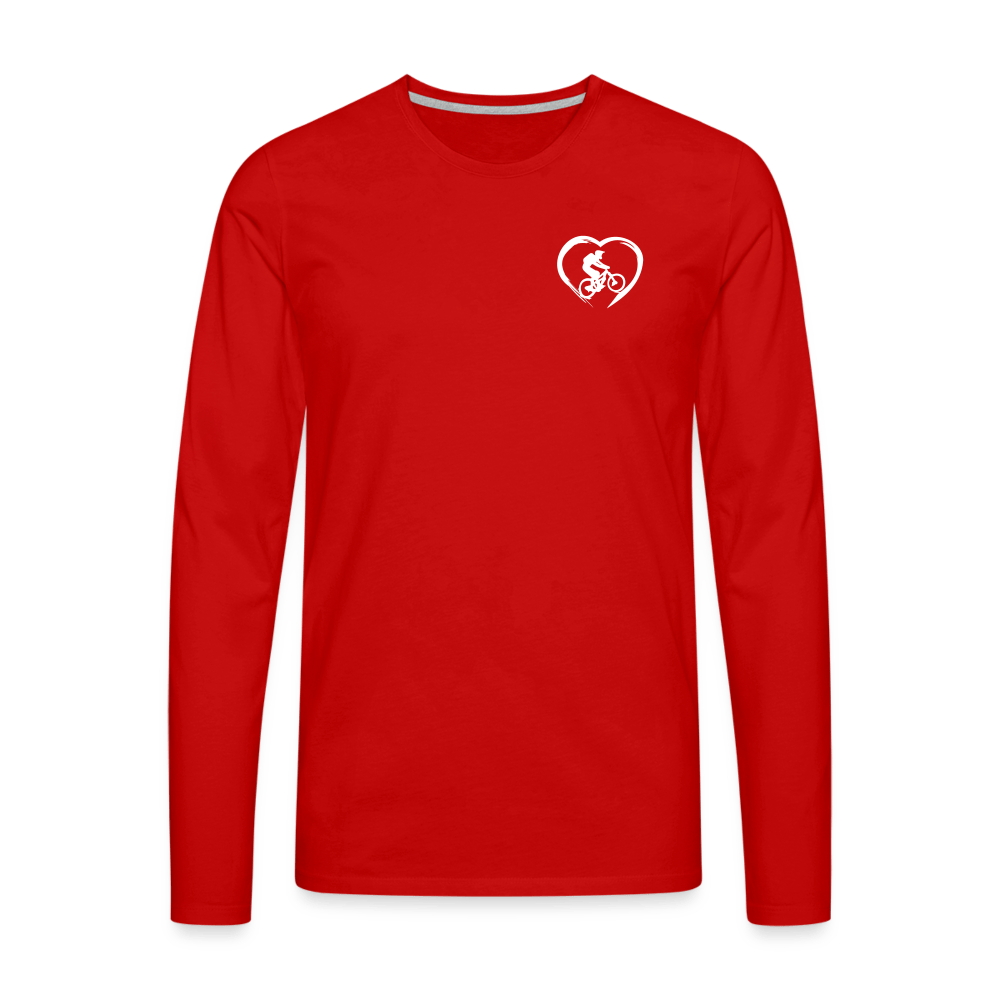 SPOD Männer Premium Langarmshirt Rot / S Love 2 Ride / ❤️Männer Premium Langarmshirt E-Bike-Community