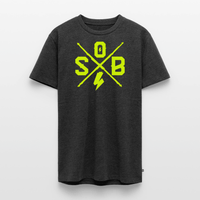 SPOD Männer Premium T-Shirt | Spreadshirt 812 Anthrazit meliert / S Cross - Neongelb - Männer Premium T-Shirt E-Bike-Community