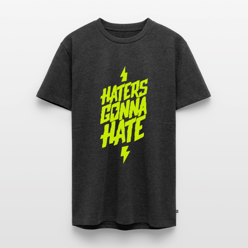 SPOD Männer Premium T-Shirt | Spreadshirt 812 Anthrazit meliert / S Haters gonna Hate - Neongelb - Männer Premium T-Shirt E-Bike-Community