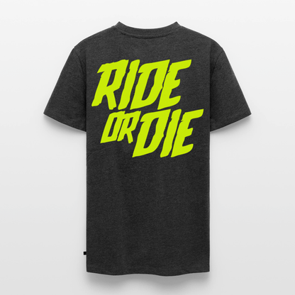 SPOD Männer Premium T-Shirt | Spreadshirt 812 Anthrazit meliert / S Ride or Die - Neongelb - Männer Premium T-Shirt E-Bike-Community