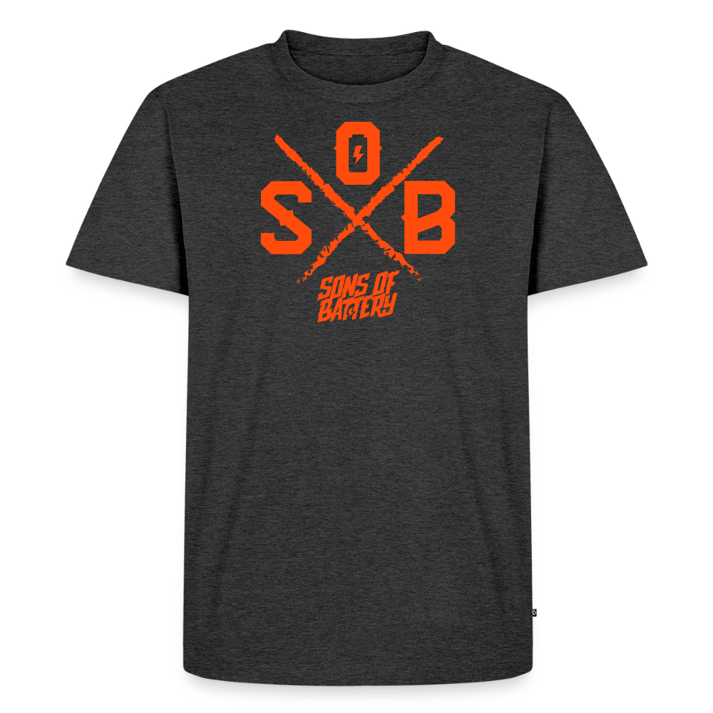 SPOD Männer Premium T-Shirt | Spreadshirt 812 Anthrazit meliert / S SoB Cross - Neonorange Männer Premium T-Shirt E-Bike-Community