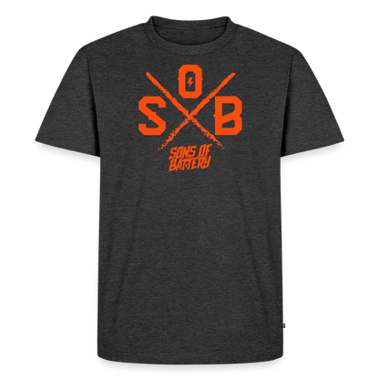 SPOD Männer Premium T-Shirt | Spreadshirt 812 Anthrazit meliert / S SoB Cross - Neonorange Männer Premium T-Shirt E-Bike-Community