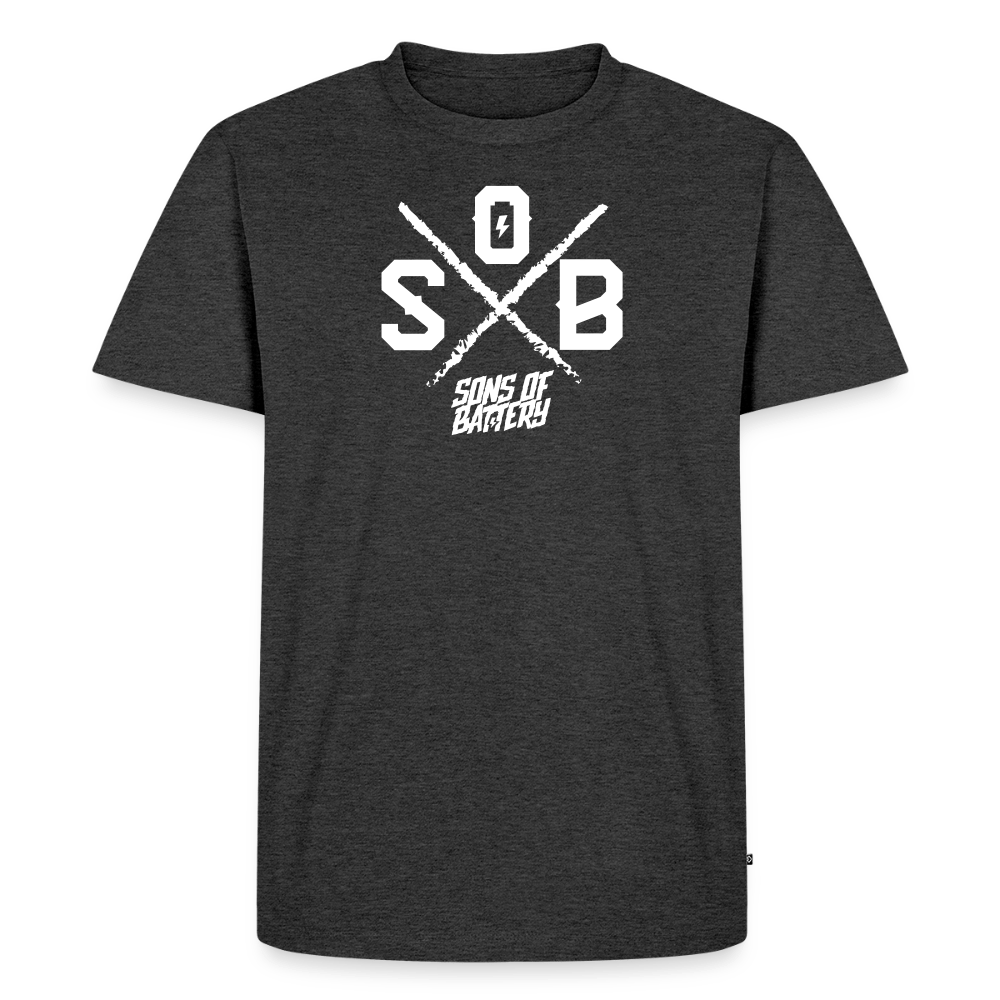 SPOD Männer Premium T-Shirt | Spreadshirt 812 Anthrazit meliert / S Sons of Battery - Cross - Männer Premium T-Shirt E-Bike-Community