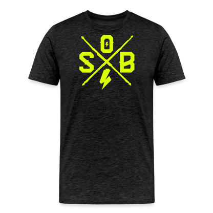 SPOD Männer Premium T-Shirt | Spreadshirt 812 Anthrazit / S Cross - Neongelb - Männer Premium T-Shirt E-Bike-Community