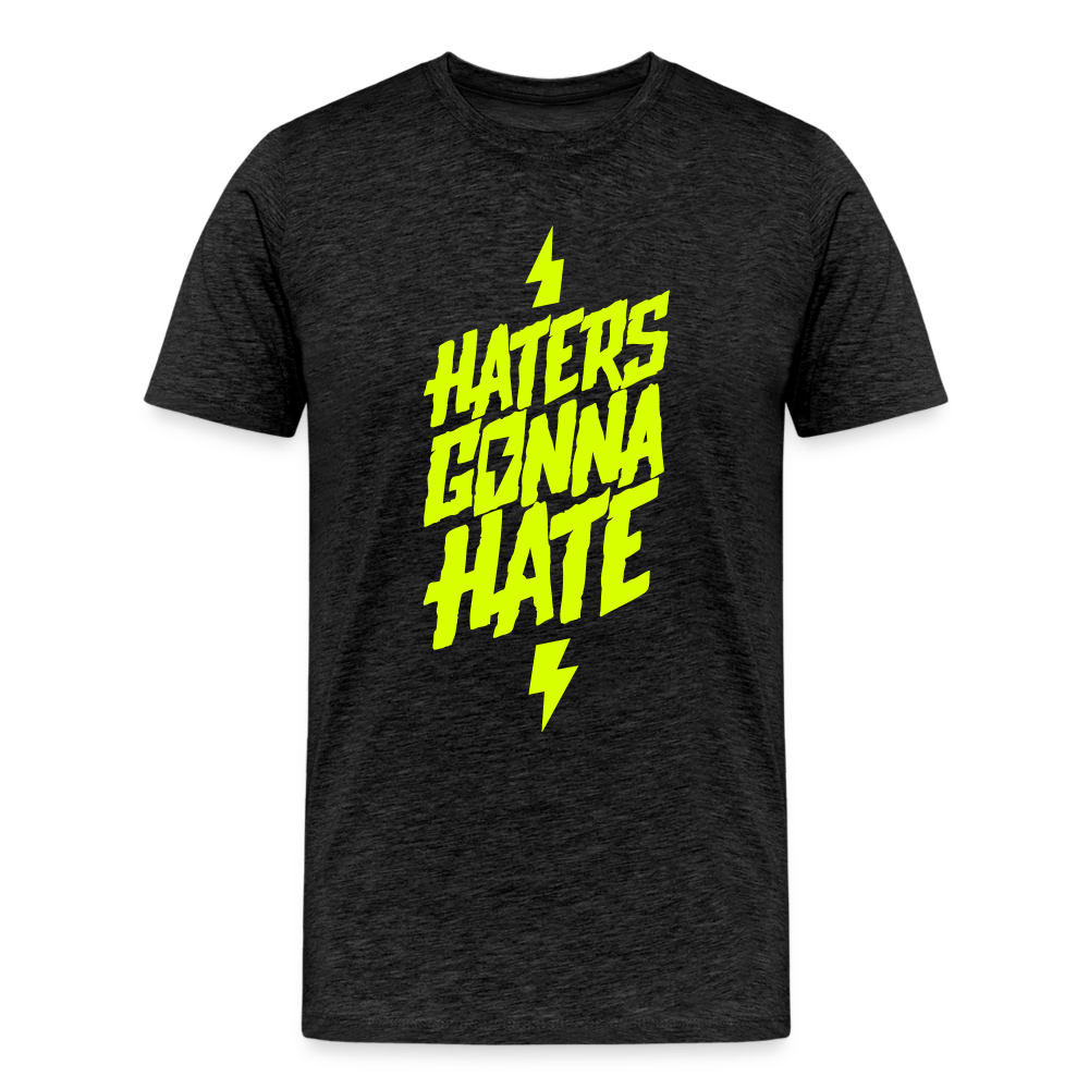 SPOD Männer Premium T-Shirt | Spreadshirt 812 Anthrazit / S Haters gonna Hate - Neongelb - Männer Premium T-Shirt E-Bike-Community