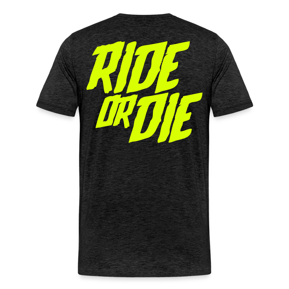 SPOD Männer Premium T-Shirt | Spreadshirt 812 Anthrazit / S Ride or Die - Neongelb - Männer Premium T-Shirt E-Bike-Community