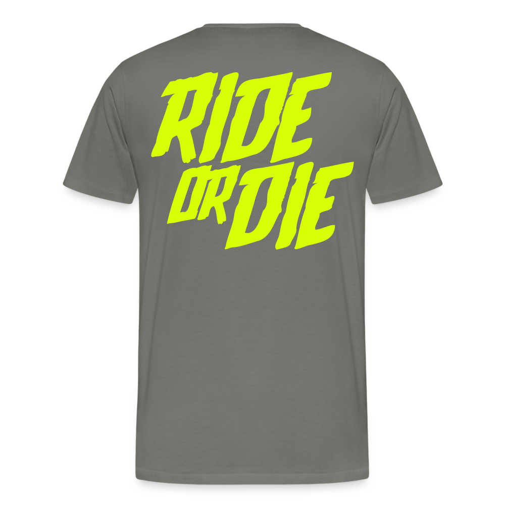 SPOD Männer Premium T-Shirt | Spreadshirt 812 Asphalt / S Ride or Die - Neongelb - Männer Premium T-Shirt E-Bike-Community