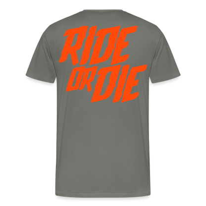 SPOD Männer Premium T-Shirt | Spreadshirt 812 Asphalt / S Ride or Die - Neonorange - Männer Premium T-Shirt E-Bike-Community