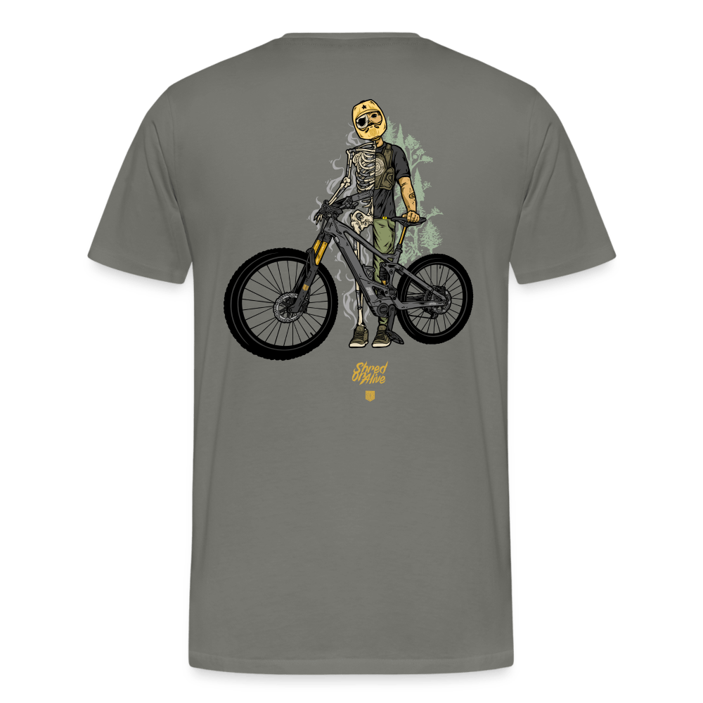 SPOD Männer Premium T-Shirt | Spreadshirt 812 Asphalt / S Shred or Alive - Männer Premium T-Shirt E-Bike-Community