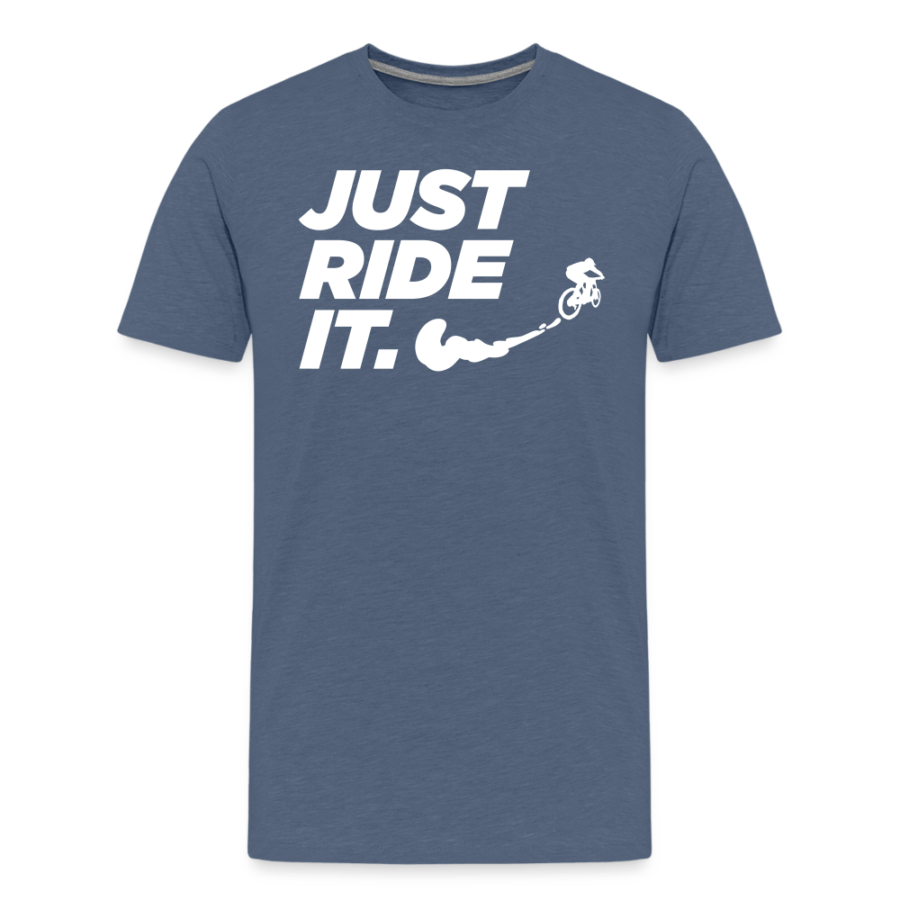 SPOD Männer Premium T-Shirt | Spreadshirt 812 Blau meliert / S Just Ride it - Männer Premium T-Shirt E-Bike-Community