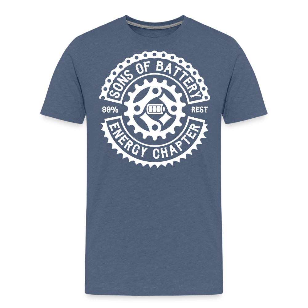 SPOD Männer Premium T-Shirt | Spreadshirt 812 Blau meliert / S Original - Sons of Battery Logo - (DTF) Männer Premium T-Shirt E-Bike-Community