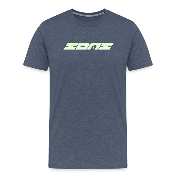 SPOD Männer Premium T-Shirt | Spreadshirt 812 Blau meliert / S SONS - Glow in the Dark - Männer Premium T-Shirt E-Bike-Community