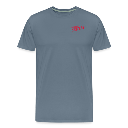SPOD Männer Premium T-Shirt | Spreadshirt 812 Blaugrau / S Oldschool - Männer Premium T-Shirt E-Bike-Community