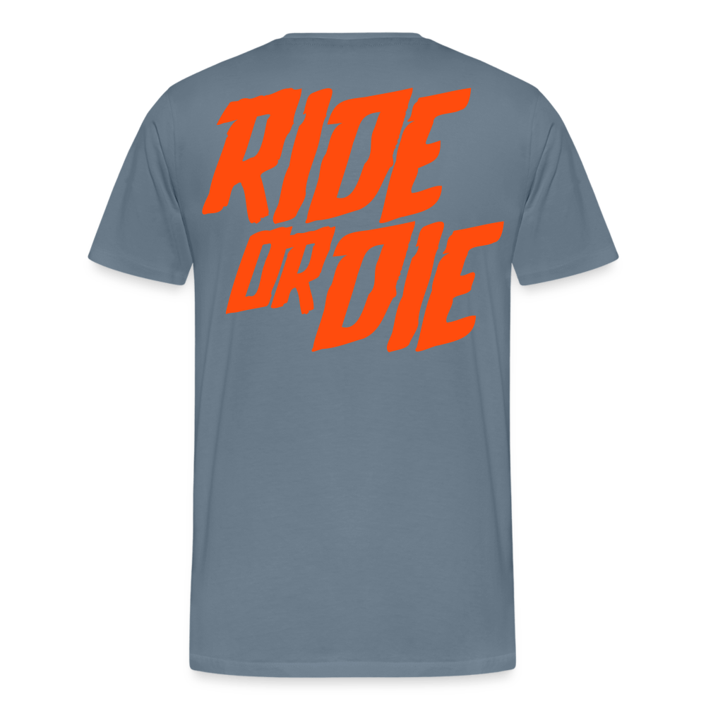 SPOD Männer Premium T-Shirt | Spreadshirt 812 Blaugrau / S Ride or Die - Neonorange - Männer Premium T-Shirt E-Bike-Community