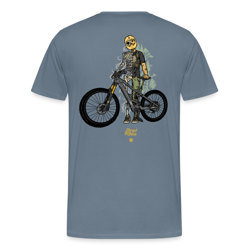 SPOD Männer Premium T-Shirt | Spreadshirt 812 Blaugrau / S Shred or Alive - Männer Premium T-Shirt E-Bike-Community