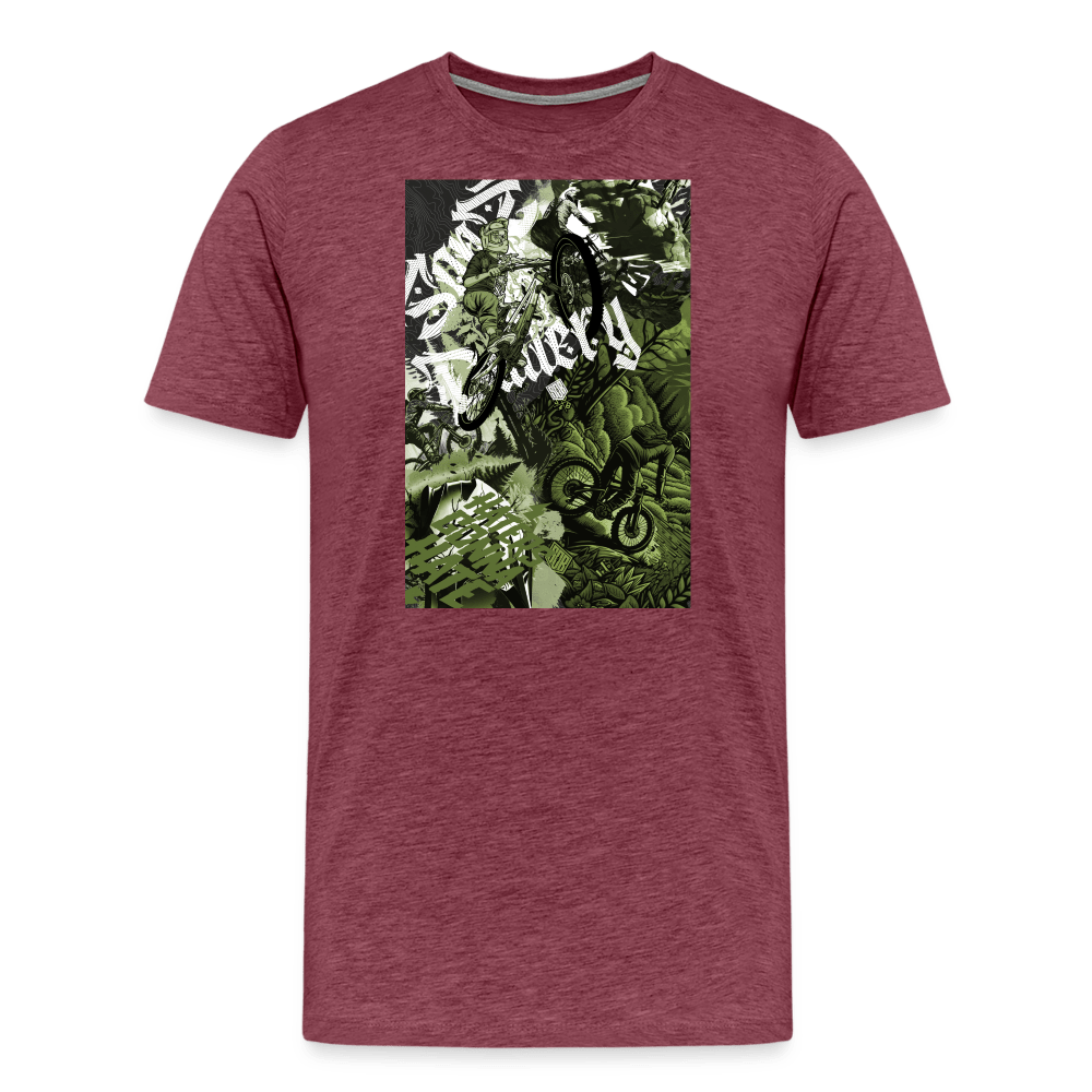 SPOD Männer Premium T-Shirt | Spreadshirt 812 Bordeauxrot meliert / S Collage - Männer Premium T-Shirt E-Bike-Community