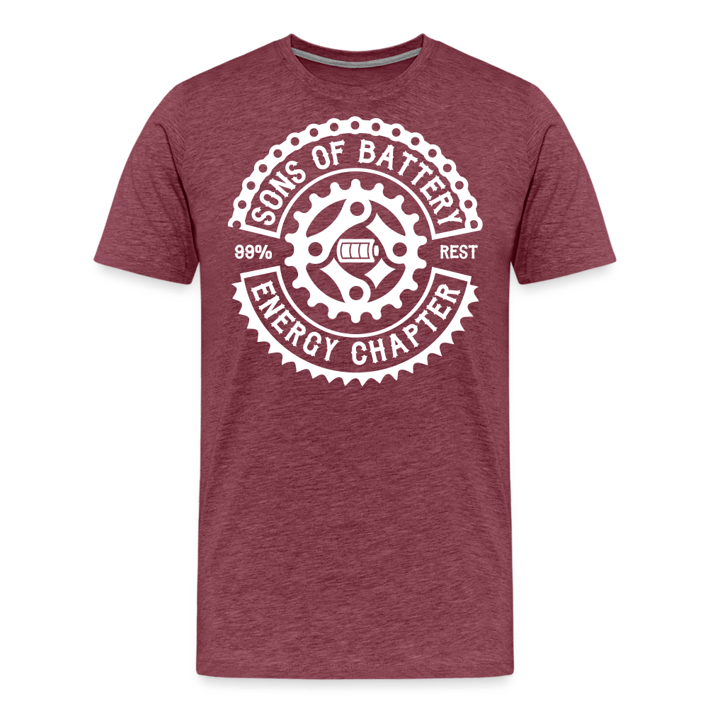 SPOD Männer Premium T-Shirt | Spreadshirt 812 Bordeauxrot meliert / S Original - Sons of Battery Logo - (DTF) Männer Premium T-Shirt E-Bike-Community