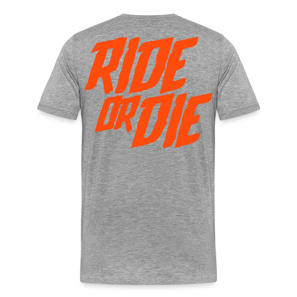 SPOD Männer Premium T-Shirt | Spreadshirt 812 Grau meliert / S Ride or Die - Neonorange - Männer Premium T-Shirt E-Bike-Community