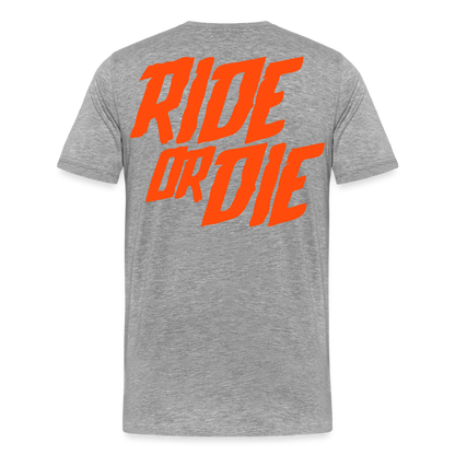 SPOD Männer Premium T-Shirt | Spreadshirt 812 Grau meliert / S Ride or Die - Neonorange - Männer Premium T-Shirt E-Bike-Community