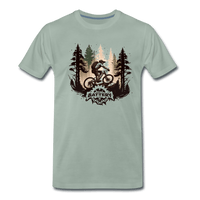 SPOD Männer Premium T-Shirt | Spreadshirt 812 Graugrün / S Freedom Mountainbike White - Männer Premium T-Shirt E-Bike-Community