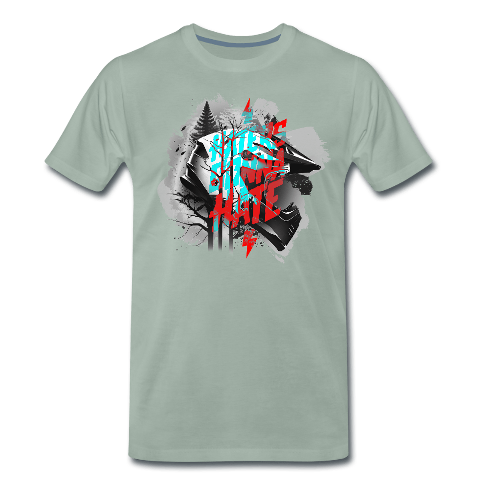 SPOD Männer Premium T-Shirt | Spreadshirt 812 Graugrün / S Haters gonna Hate - Fullface Männer Premium T-Shirt E-Bike-Community