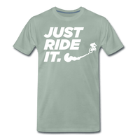 SPOD Männer Premium T-Shirt | Spreadshirt 812 Graugrün / S Just Ride it - Männer Premium T-Shirt E-Bike-Community