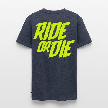 SPOD Männer Premium T-Shirt | Spreadshirt 812 Jeansblau / S Ride or Die - Neongelb - Männer Premium T-Shirt E-Bike-Community